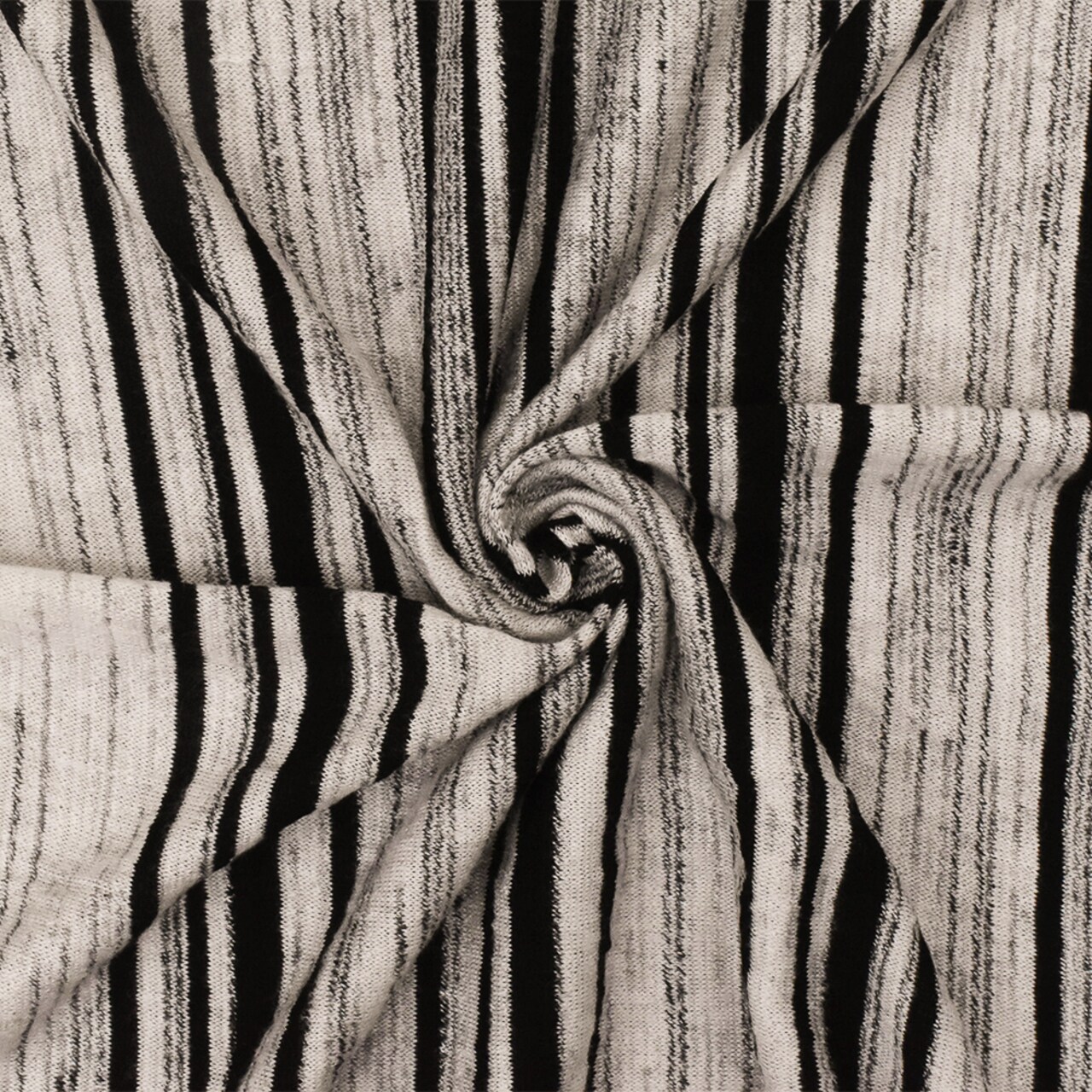 Black-Vintage Ivory Striped Stretch Rayon Jersey Knit Fabric By the Yard